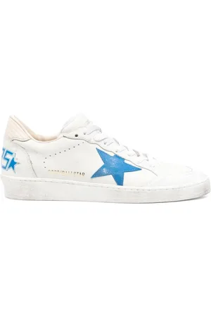 Golden Goose Sko, Herre, Hvid, 44 EU, Læder, Blå Sneakers med Hvide Detaljer