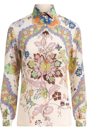 Etro Bluser & Skjorter, Dame, Flerfarvet, S, Blomstret Paisley Silkeskjorte Multifarvet