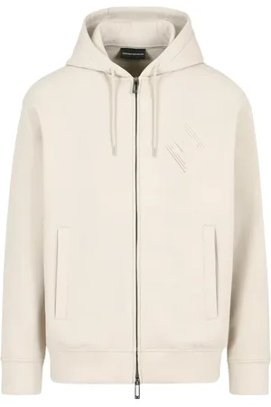 Emporio Armani Sweathshirts & Hoodies, Herre, , L, Uld, Logo Præget Hættetrøje Med Lynlås