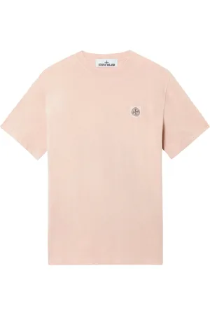 Stone Island Top, Herre, Lyserød, M, Bomuld, Kæmmet Bomuld Jersey Kortærmet T-shirt