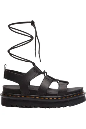 Dr. Martens Sko, Dame, Sort, 38 EU, Læder, Sorte læder snøresandaler