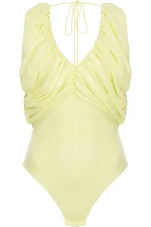 Pinko Badetøj, Dame, Gul, L, Uld, Gul V-hals Bodysuit