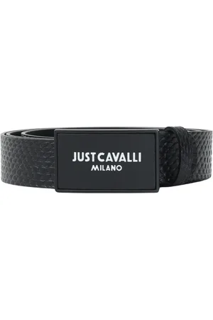 Roberto Cavalli Tilbehør, Herre, Sort, 110 CM, Læder, Sort Slangeeffekt Læderbælte