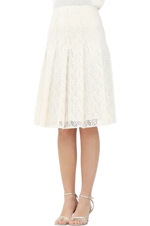 Max Mara Nederdel, Dame, , L, Elegant Ivory Blonde Midi Nederdel