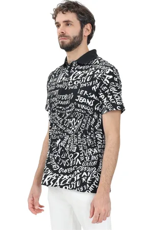 VERSACE Top, Herre, Sort, S, Bomuld, Sort Logo Polo Skjorte Forår Sommer