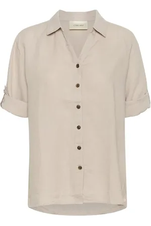 Cream Bluser & Skjorter, Dame, , L/XL, Linned, Sand Linned Skjorte med ¾ Ærmer