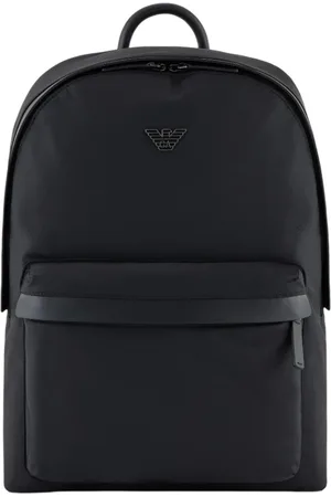 Emporio Armani Taske, Herre, Sort, ONE SIZE, Læder, Sort nylon taske med læderdetaljer