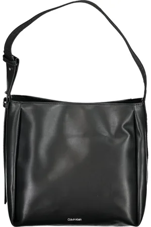 Calvin Klein Taske, Dame, Sort, ONE SIZE, Uld, Sort Skuldertaske med Justerbar Håndtag