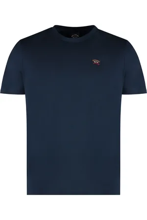 Paul & Shark Top, Herre, Blå, 2XL, Bomuld, Ribbet krave bomuld rundhals T-shirt