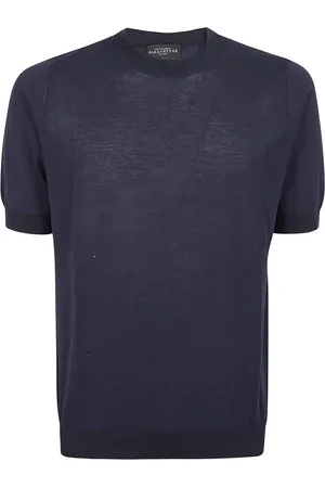 BALLANTYNE Strik, Herre, Blå, 3XL, Bomuld, Blå T-shirts & Polos til mænd