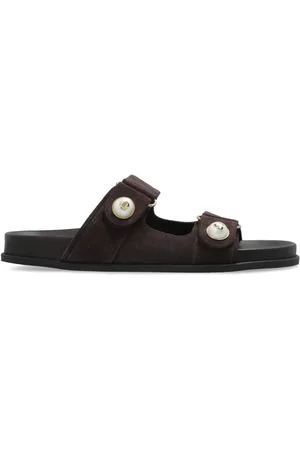 Jimmy Choo Sko, Dame, Brun, 37 1/2 EU, Læder, Slides Fayence