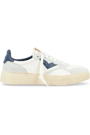 4b12 Sko, Herre, Flerfarvet, 40 EU, Læder, Hvide og blå lædersneakers med ruskindsdetaljer