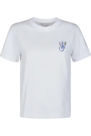 J.W.Anderson Top, Dame, Hvid, L, Broderet Bagtryk T-shirt