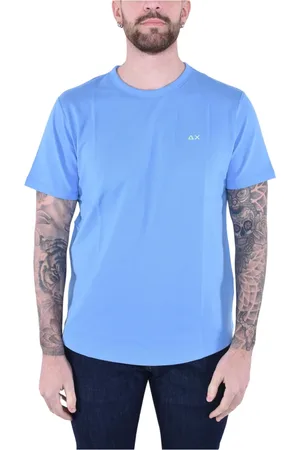 sun68 Top, Herre, Blå, XL, Bomuld, Piquet Bomuld T-shirt Kort Ærme
