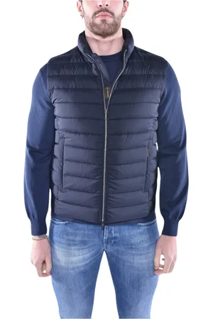 MOORER Jakke, Herre, Blå, 6XL, Uld, Quiltet dunvest med lynlås