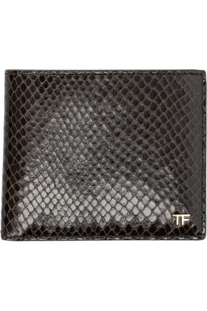 Tom Ford Tilbehør, Herre, Brun, ONE SIZE, Uld, Python Classic Bifold Pung Ebony