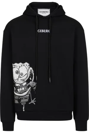Iceberg Sweathshirts & Hoodies, Herre, Sort, M, Bomuld, Almindelig hvid hættetrøje med SpongeBob-print og logo-broderi