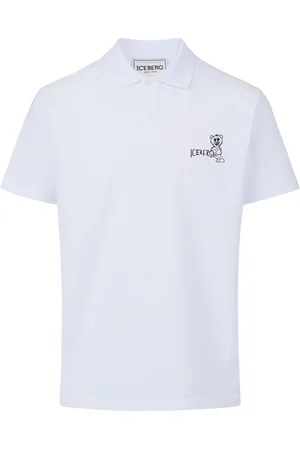 Iceberg Top, Herre, Hvid, 2XL, Hvid piqu� polo med bj�rnemotiv