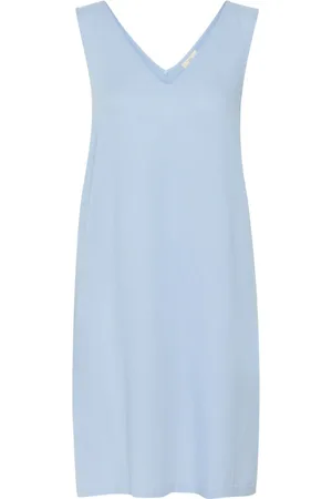 Kaffe Kjole, Dame, Blå, XS, Uld, Enkel Chambray Kjole