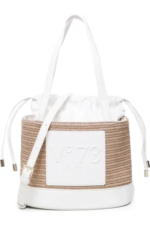 V°73 Taske, Dame, Hvid, ONE SIZE, Bomuld, Hvid Straw Basket Taske med Snørelukning