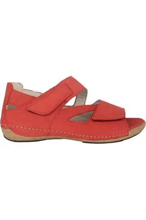 Waldläufer Sko, Dame, Rød, 39 1/2 EU, Rød bred pasform sandal - Heliett