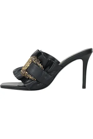 VERSACE Sko, Dame, Sort, 37 EU, Sorte sandaler med Barok spænde