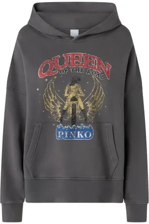 Pinko Sweathshirts & Hoodies, Dame, Grå, XS, Mørk Måge Makamba Trøje