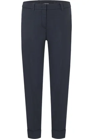 Cambio Bukser, Dame, Blå, 2XL, Uld, Stilfulde Cropped Navy Bukser