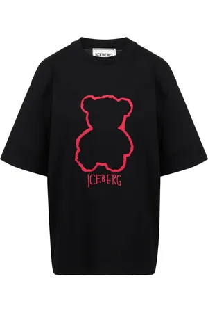 Iceberg Top, Dame, Sort, S, Bomuld, Lyserød bomuld jersey T-shirt med bjørnetryk