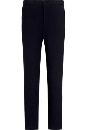 Emporio Armani Bukser, Herre, Blå, M, Blå 3D Præget Stretch Bukser