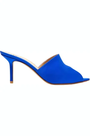 Francesco Russo Sko, Dame, Blå, 39 EU, Satin, Indigo Satin High Heel Mules