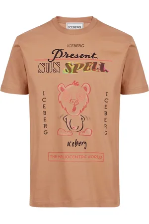 Iceberg Top, Herre, Brun, 2XL, Bomuld, Almindelig pasform coccio farvet bomulds T-shirt med maxi multicolor Bear print