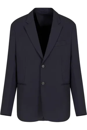 Emporio Armani Jakke, Herre, Blå, 2XL, Uld, Stilfulde Nylonjakker med Reverskrave