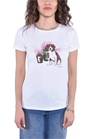 Barbour Top, Dame, Hvid, S, Bomuld, Hundeelsker T-shirt