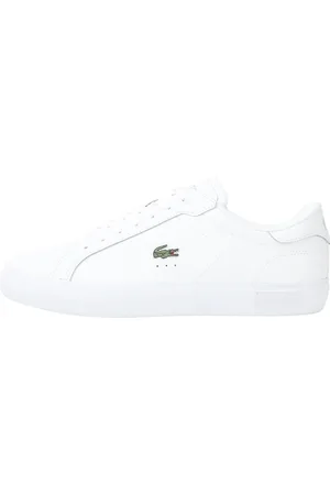 Lacoste Sko, Herre, Hvid, 45 EU, Læder, Hvide Sneakers Powercourt Heritage Stil
