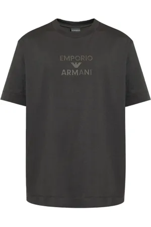 Emporio Armani Top, Herre, Sort, L, Bomuld, Logo Print Jersey T-shirts og Polos