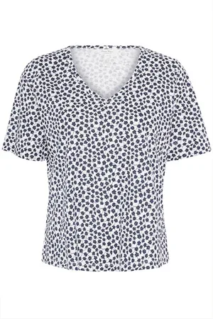 Part Two Bluser & Skjorter, Dame, Blå, XS, Navy Mini Grid Flower T-shirt