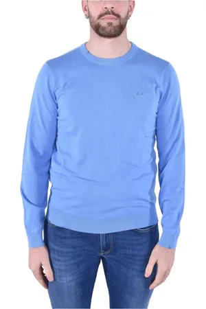 sun68 Strik, Herre, Blå, 2XL, Bomuld, Basis Langærmet Sweater