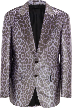Tom Ford Jakke, Herre, Lilla, L, Polyester, Lilla blank enkeltknapjakke