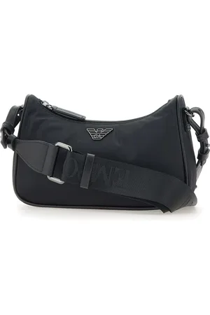 Emporio Armani Taske, Herre, Sort, ONE SIZE, Uld, Sort Nylon Skuldertaske med Logo