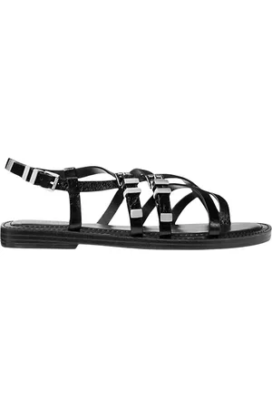 Michael Kors Sko, Dame, Sort, 36 EU, Læder, Flad sandal med revnet læderremme