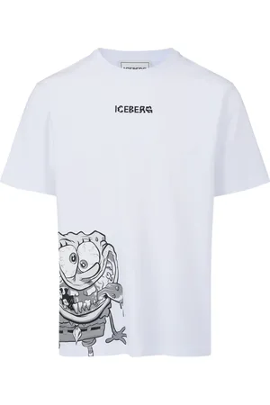 Iceberg Top, Herre, Hvid, L, Uld, Almindelig hvid T-shirt med SpongeBob-tryk i jersey