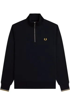 Fred Perry Sweathshirts & Hoodies, Herre, Blå, L, Bomuld, Blå Half Zip Sweatshirt Sweaters