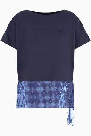 Emporio Armani Top, Dame, Blå, L, Bomuld, Bomuldsskjorter