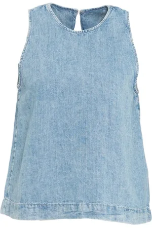 7 for all Mankind Top, Dame, Blå, XS, Denim, Blå Denim Flared Ærmeløs Top