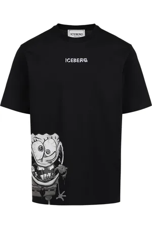 Iceberg Top, Herre, Sort, 2XL, Uld, Almindelig sort T-shirt med SpongeBob-print i jersey
