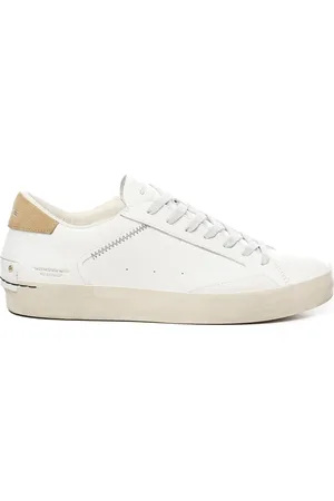 Crime london Sko, Herre, Hvid, 45 EU, Læder, Vintage Læder Sneakers Hvid Beige