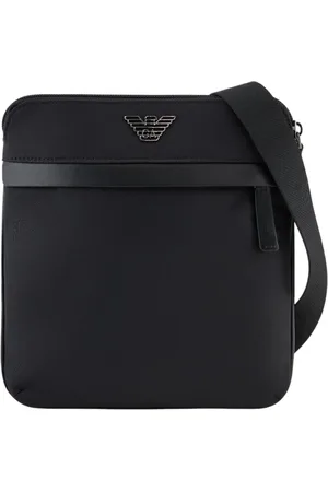 Emporio Armani Taske, Herre, Sort, ONE SIZE, Uld, Sort Nylon Skuldertaske med Ørn