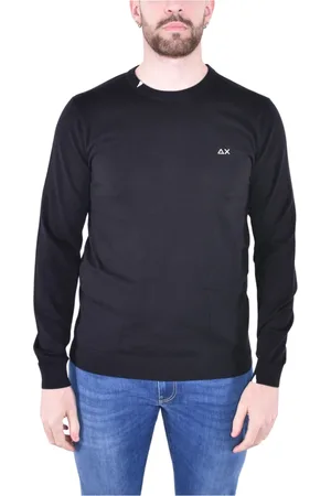 sun68 Strik, Herre, Sort, XL, Bomuld, Basis Langærmet Sweater