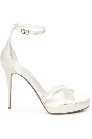 VALENTINO GARAVANI Sko, Dame, Hvid, 38 1/2 EU, Uld, Hvide Aftenlam Platform Sandaler